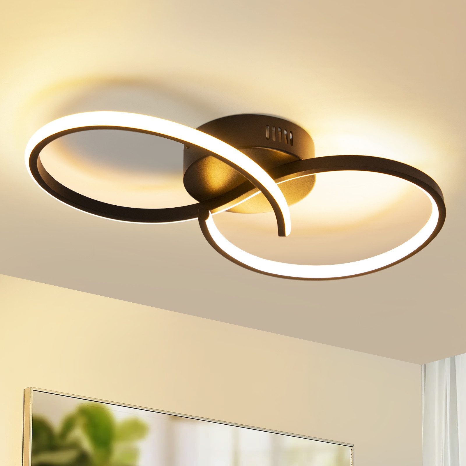 Nettlife LED Deckenleuchte Wohnzimmer Modern Schwarz 12W Innen 3000K Decken günstig online kaufen