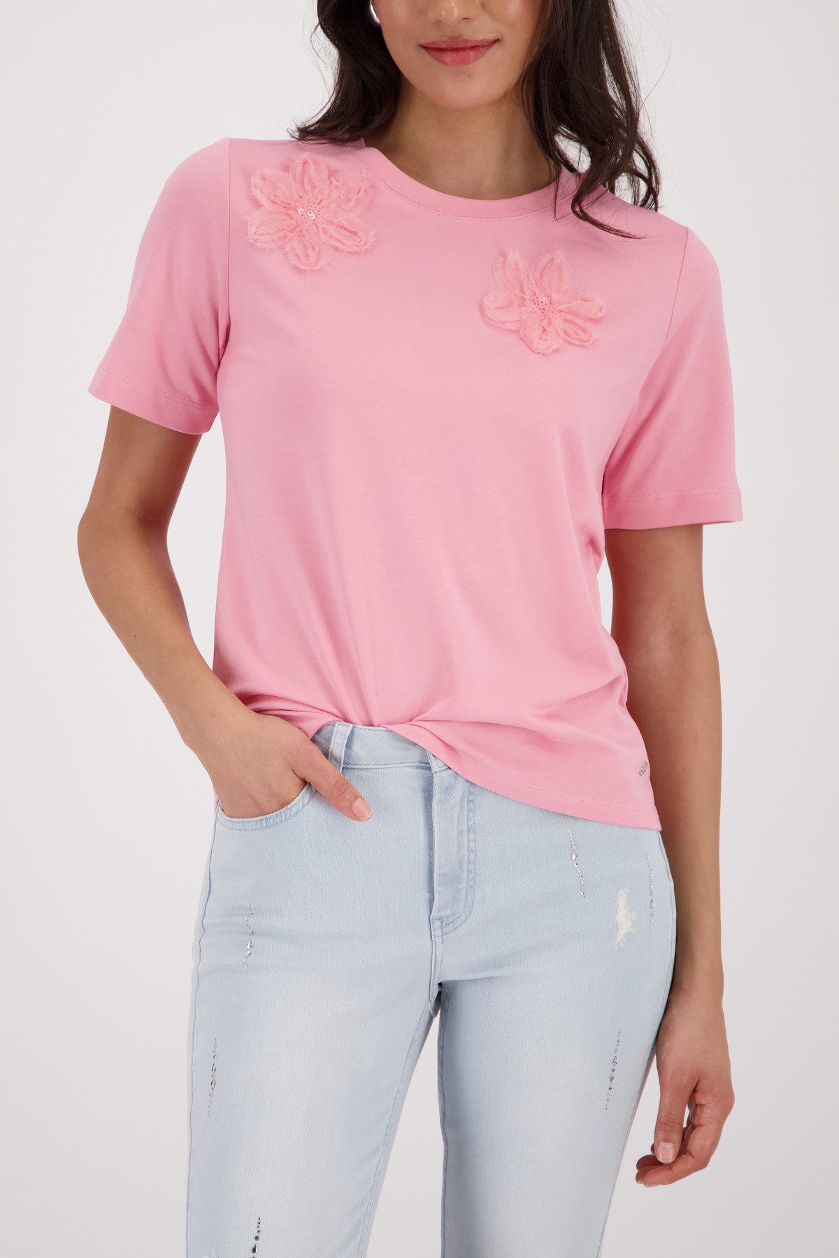 Monari T-Shirt Shirt 3D Blume Regular fit mit 3D-Blumen günstig online kaufen