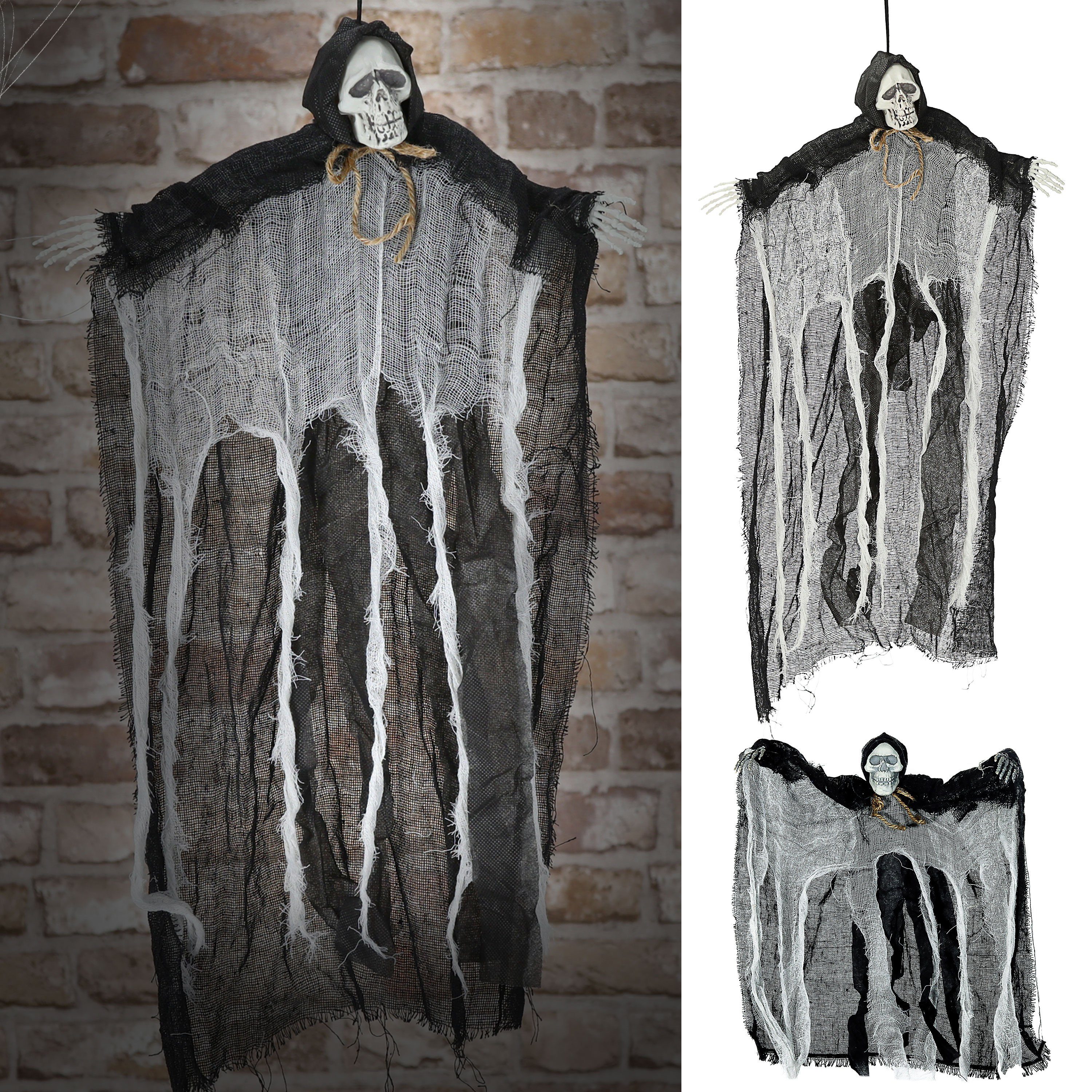 CEPEWA Dekofigur Halloween Sensenmann zum Aufhängen H60cm Halloween-Party Skelett