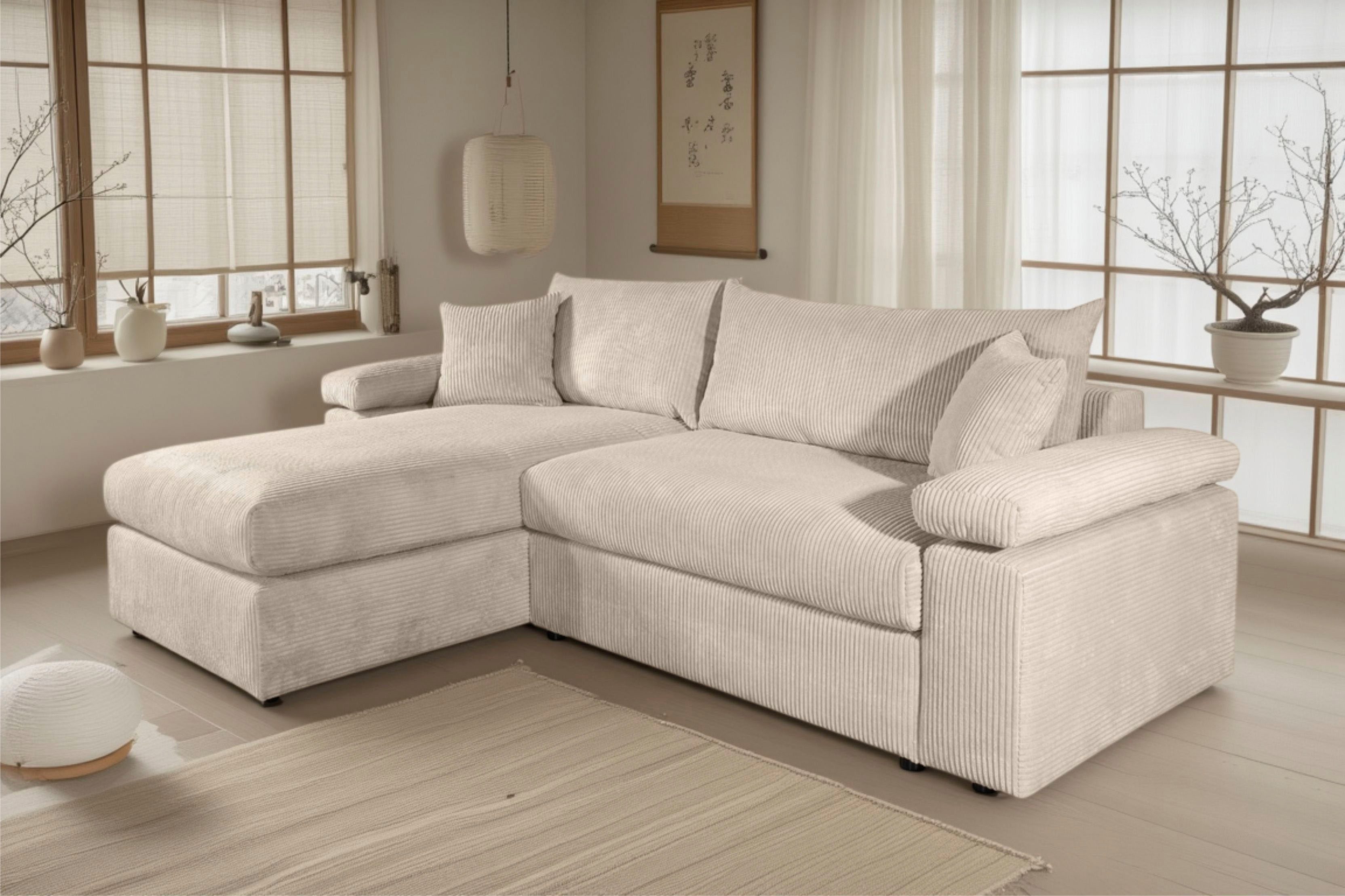 OTTO home Ecksofa Cosy L-Form, B: 234 cm, Sitzaufbau im Sandwich-Federkern, 2 Zierkissen, Mega-Sofa, Cord oder Struktur weich, Kaltschaumauflage