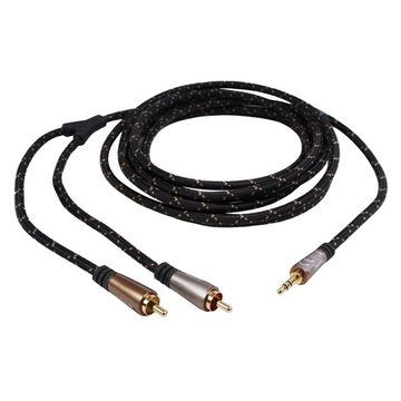 Hama HQ 1,5m Audio Adapter-Kabel AUX vergoldet Audio-Kabel, 3,5-mm-Klinke, RCA-Stecker, Keine (150 cm), 3,5mm Klinken-Stecker auf 2x RCA Cinch-Kabel, vergoldet, für Handy etc