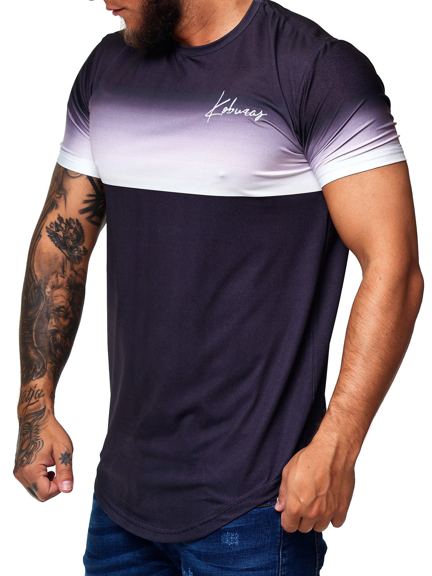 Kurzarmshirt T-Shirt Koburas Tee, 2172C Weiß Freizeit 1-tlg) (Shirt Casual Schwarz Polo Fitness
