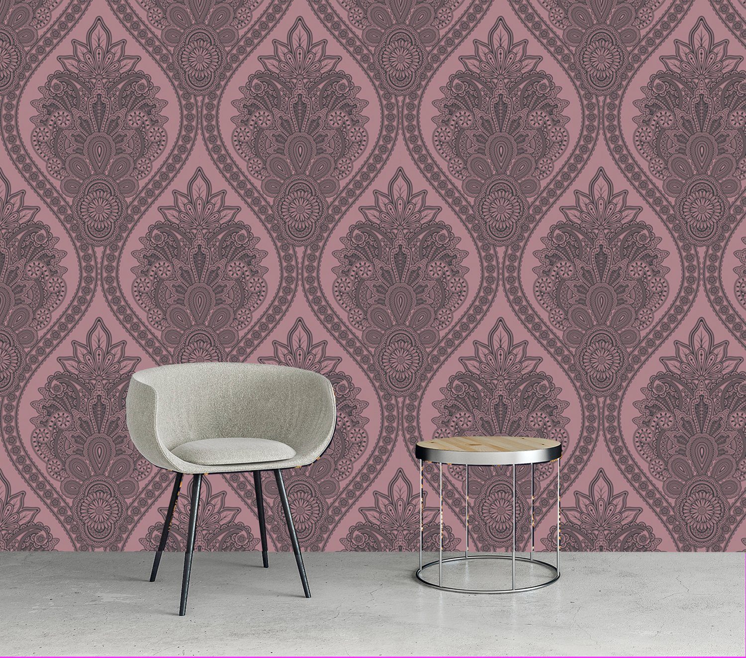 queence Vinyltapete Charlotte, glatt, Antikoptik, Barock, Kunst, bedruckt, 90x250cm, selbstklebend, kinderleichte Anbringung, Sticker