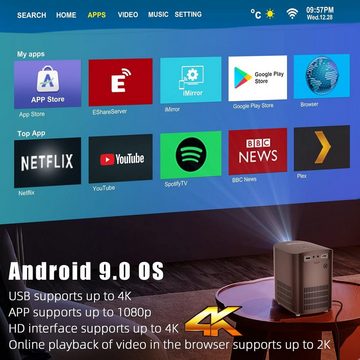 BYINTEK X20 Mini Smart Portabler Projektor (250 lm, 3000:1, 3840 x 2160 px, Drahtlose Wi-Fi-Anzeige kompatibel mit Android/iOS/TV)