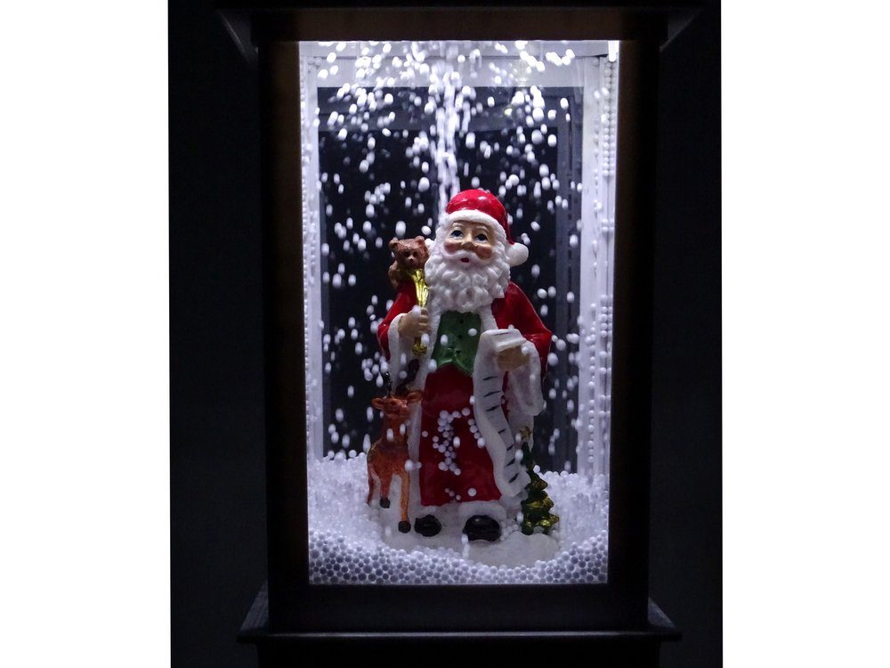 LeanTOYS LED Laterne mit Musik, schneiende und weiß Weihnachtsmann Laterne