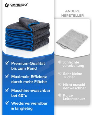 CARBIGO Microfasertücher Auto und Haushalt, Allzwecktücher Poliertuch 600 GSM Mikrofasertuch (80% Polyester,20% Polyamide, 40x40 cm, Set, 3-tlg., Lackschonende Fahrzeugpflege, Autopolitur, Trockentuch)