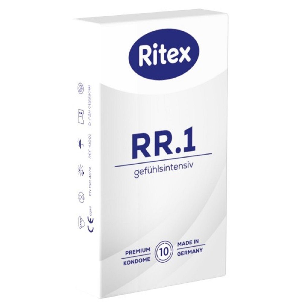 «RR.1» St., natürliches Gefühlserlebnis Kondome Kondome ein Gefühlsintensiv für Ritex 100% mit, Packung 10