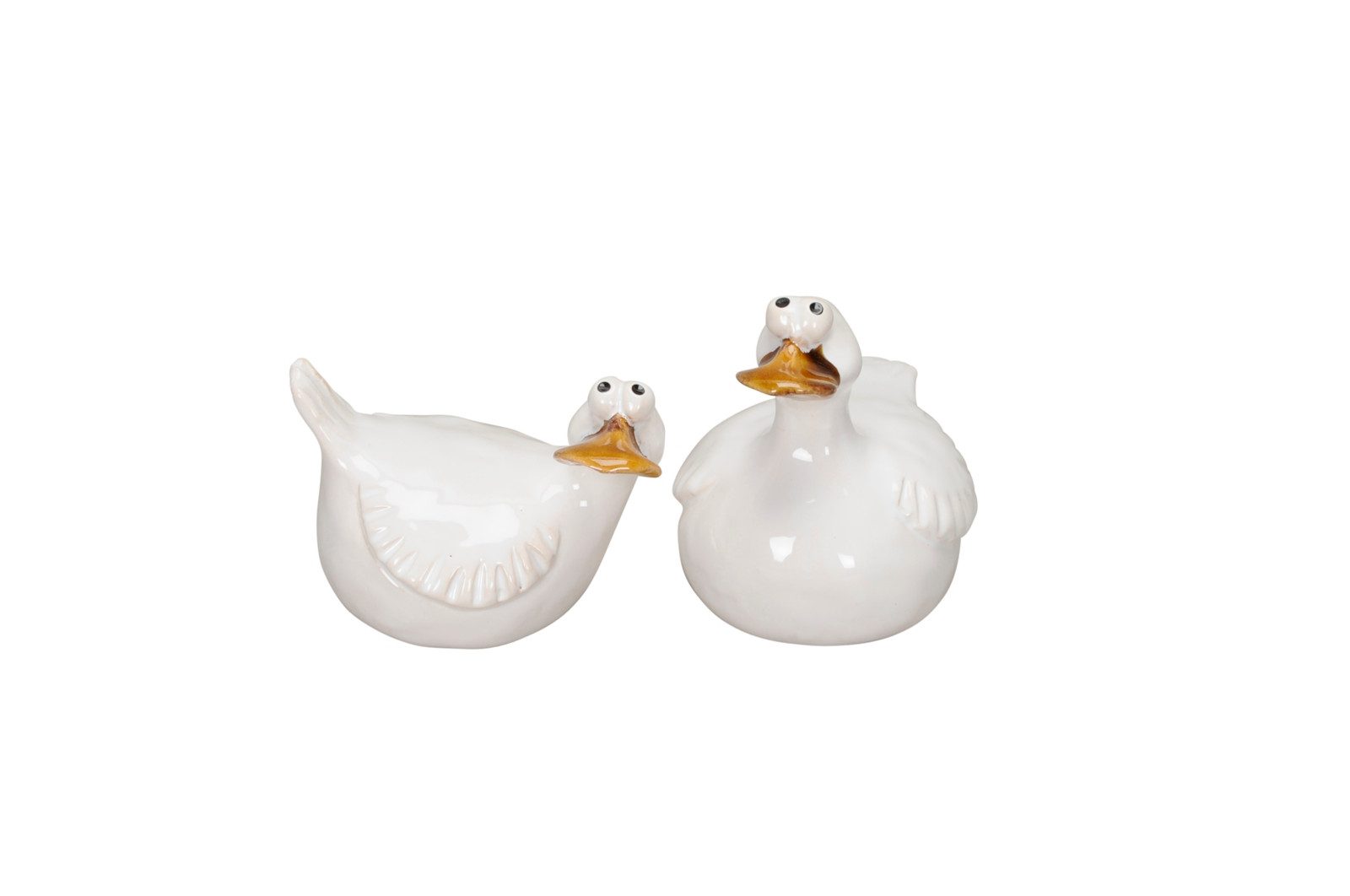 Dekofigur Gans Ente Steingut 2fach sort. weissØ9x6cm H7,5cm Landhaus Skulptur