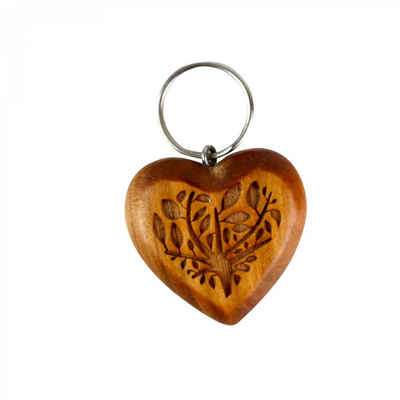 mitienda Schlüsselanhänger Schlüsselanhänger aus Holz Herz + Baum des Lebens