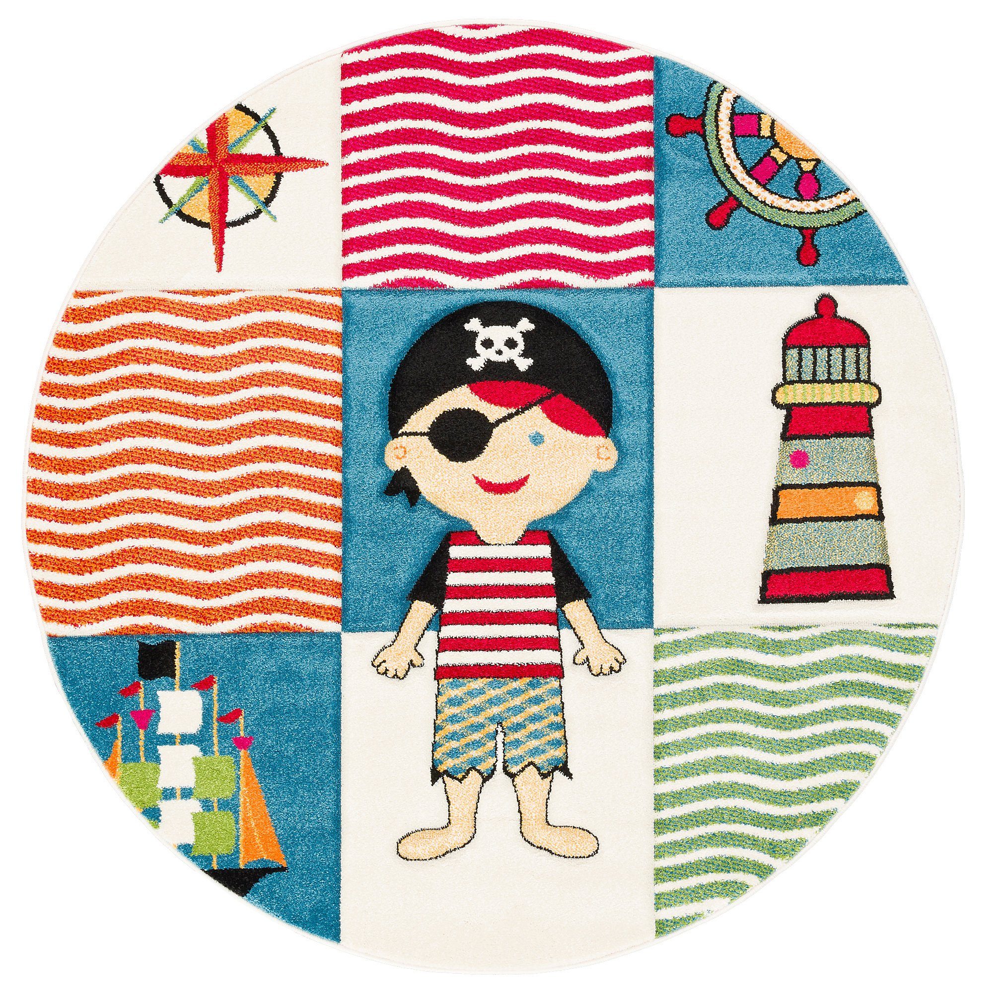 Pergamon Kinderteppich Kinder Teppich Savona Kids Piratenwelt Rund, Rechteckig, Höhe: 13 mm