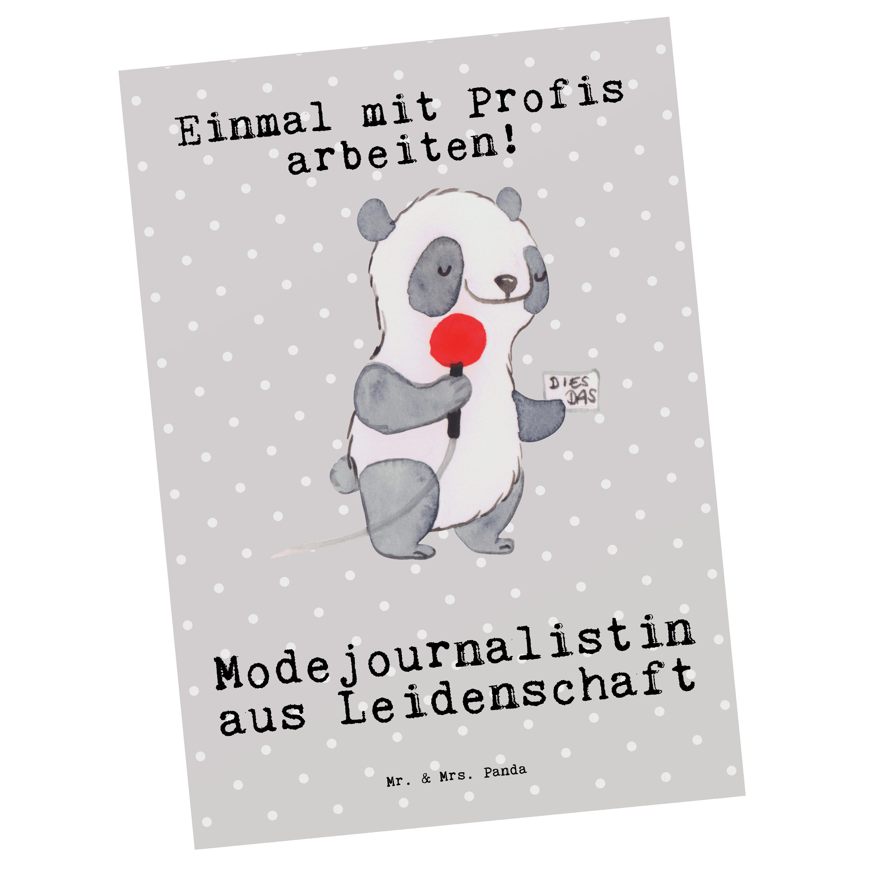 Leidenschaft Mrs. Panda Geschenk, Karte, & aus Mr. Grau S Postkarte Modejournalistin - - Pastell