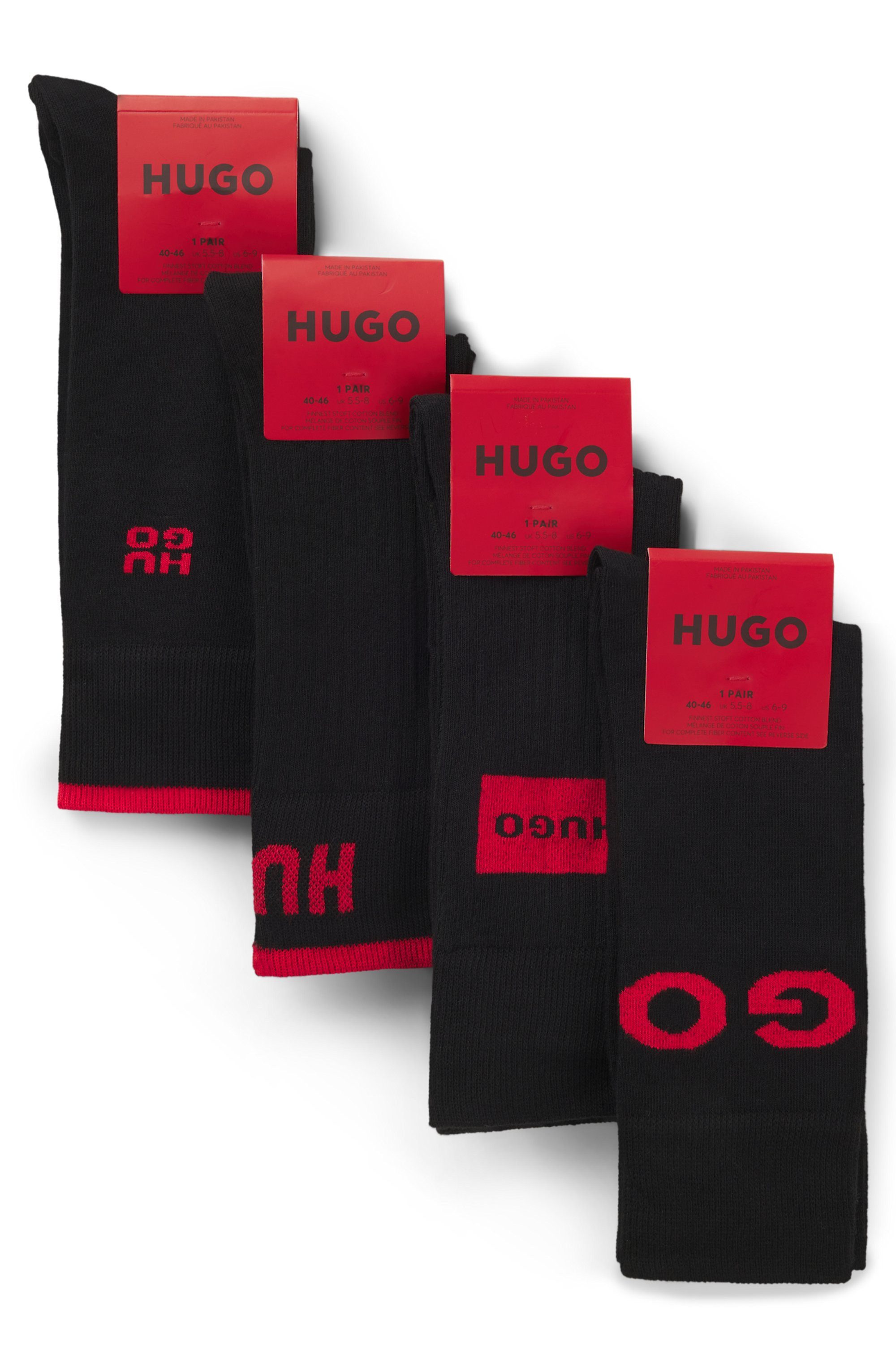HUGO Socken (4-Paar) Herren-Socken, Logo, Baumwollmischung, Komfort günstig online kaufen