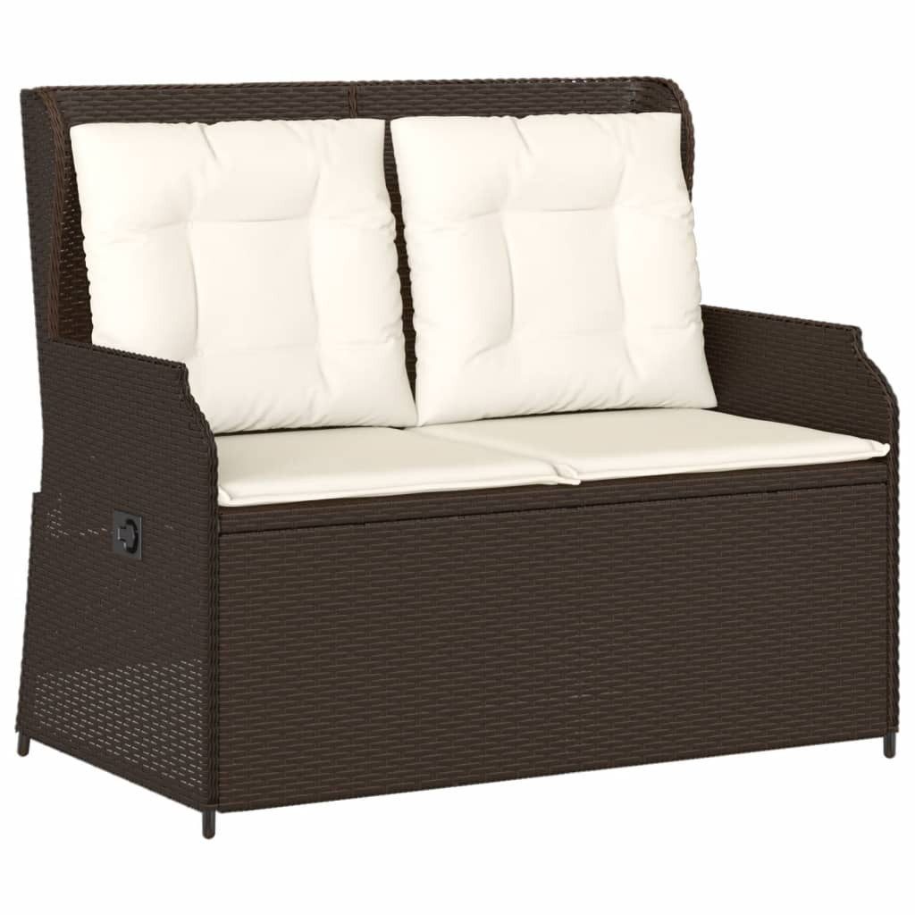 vidaXL Loungesofa Gartenbank Verstellbar mit Kissen Braun Poly Rattan, 1 Teile
