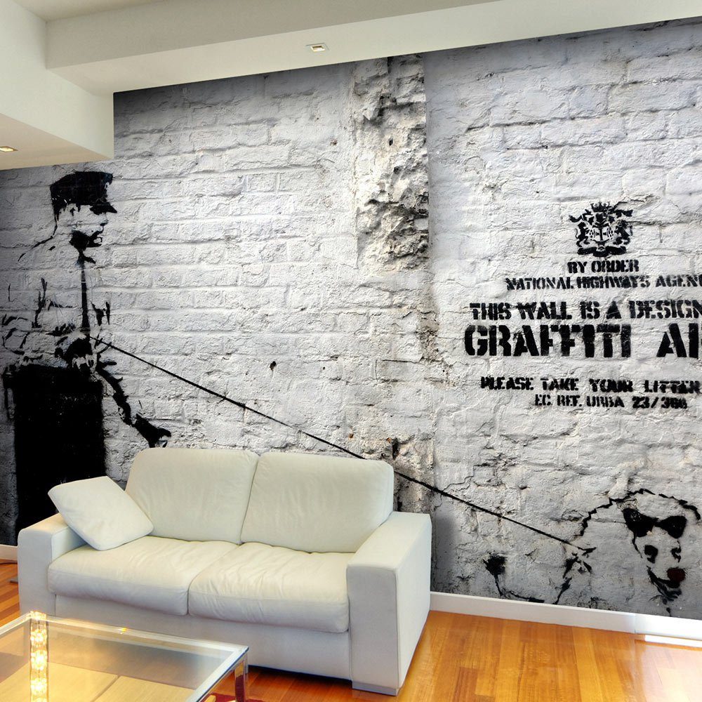 KUNSTLOFT Vliestapete Banksy's Police Poodle Tapete 2.5x1.75 halb-matt, m, Design lichtbeständige