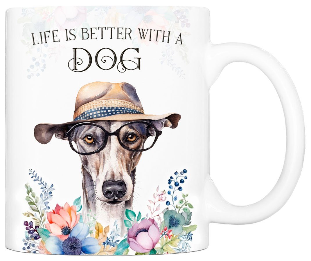 Keramik, - mit beidseitig Hunderasse, für GALGO 330 handgefertigt, Geschenk, Cadouri ml bedruckt, Tasse Hundefreunde, ESPANOL Kaffeetasse