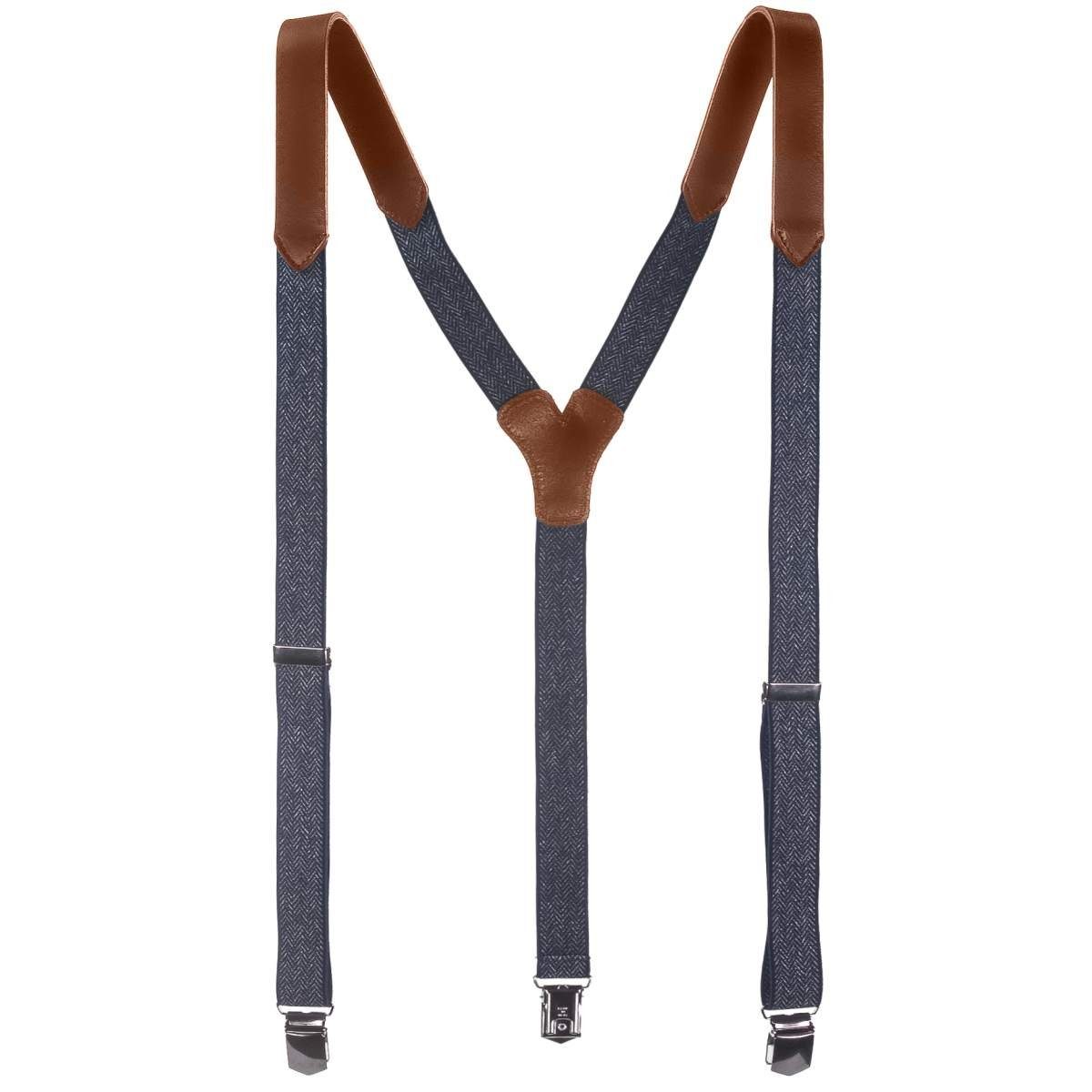 LLOYD Men’s Belts Hosenträger Classic Y-Form, mit 3 Clips, 25mm Bandbreite, für Herren, Leder Schulterteil marine