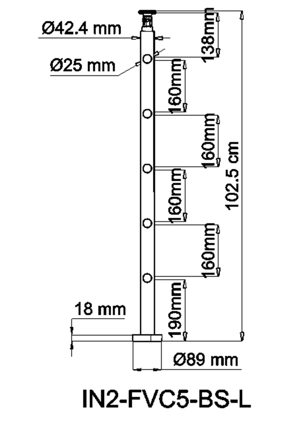 AICA Treppengeländer Edelstahl Material Handläufe 3/5 guardrails Treppe Geländer, 80 cm Länge, 106 cm Höhe, Set, 5-tlg., 201 Edelstahl – Bild 4 von 5