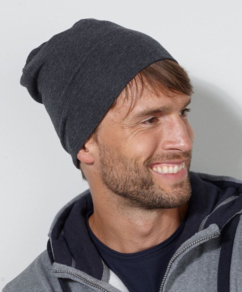 Design Melange Jersey Elasthan Goodman Grey guter Beanie durch Leichter Jerseymütze Sitz