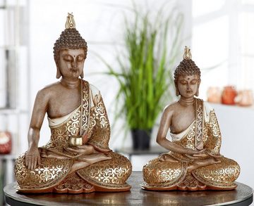 GILDE Dekofigur GILDE Figur Buddha Mangala - braun-gold - H. 29cm x B. 20cm