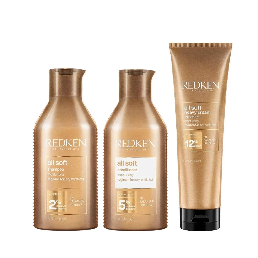 Redken Haarpflege-Set Redken All Soft 3er-Set – Shampoo - Conditioner + Heavy Cream, 3-tlg., Vorteilspack, reichhaltig