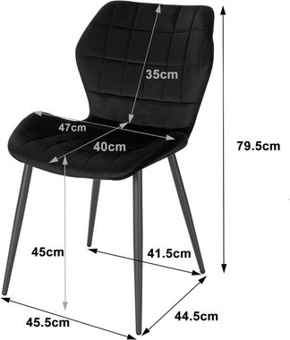 Woltu Esszimmerstuhl (2 St), mit Rückenlehne, gepolsterter Stuhl, Metallbeine