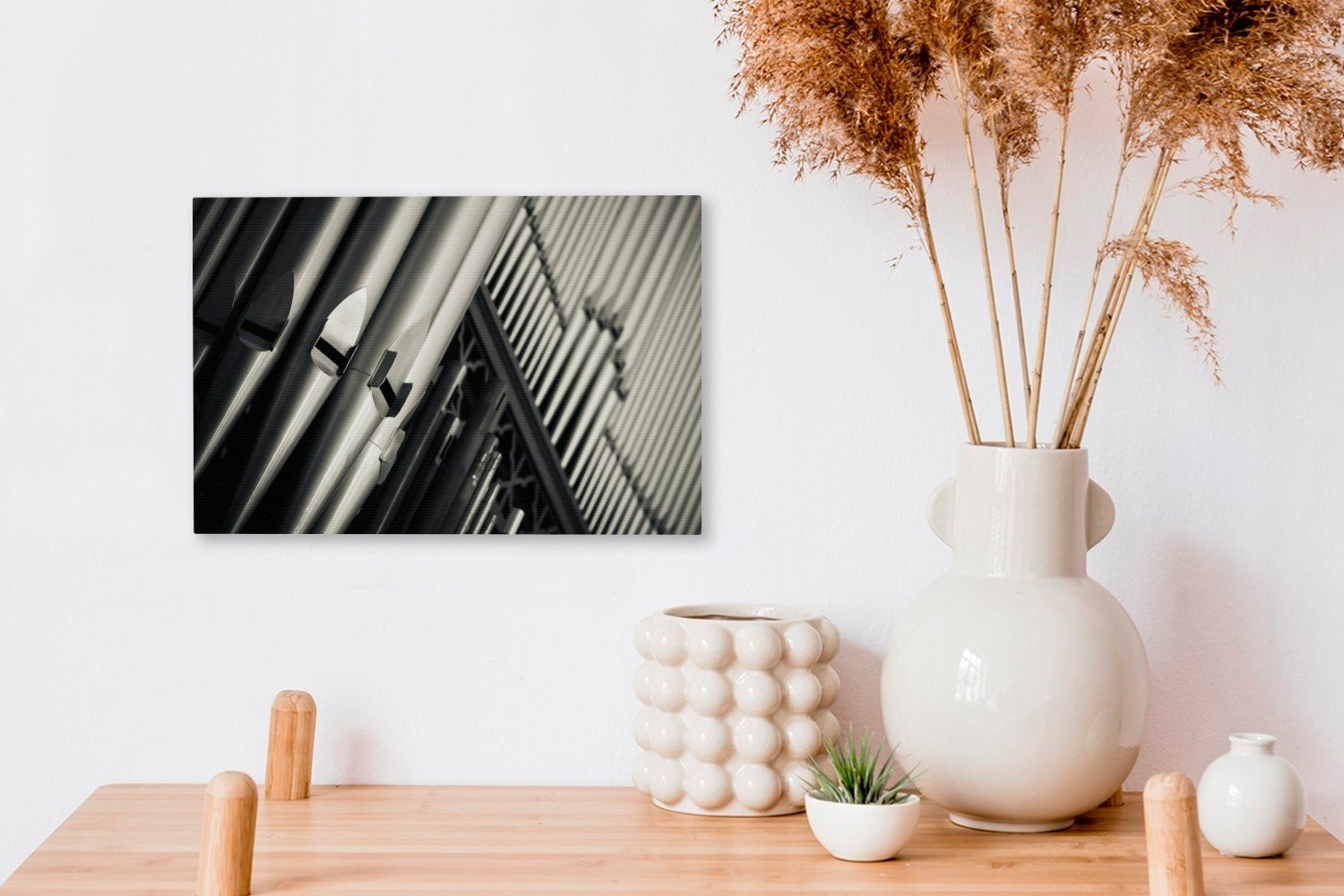 schwarz-weiß, St), Aufhängefertig, in 30x20 cm (1 Leinwandbild einer Pfeifen Orgel Leinwandbilder, Wanddeko, OneMillionCanvasses® Wandbild