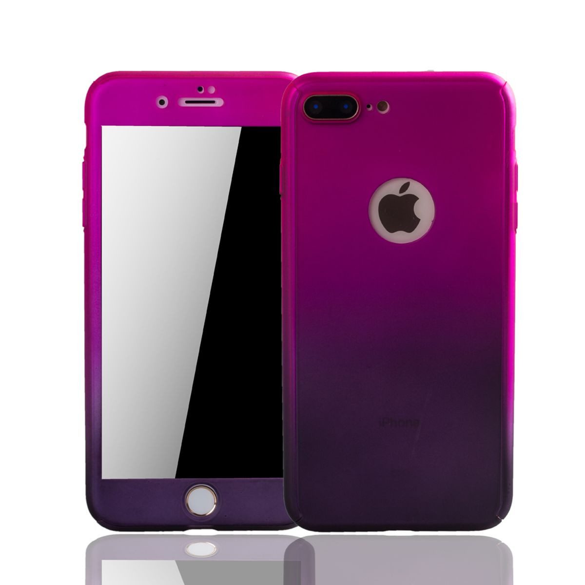 König Design Handyhülle Apple iPhone 7 Plus, Apple iPhone 7 Plus Handyhülle 360 Grad Schutz Full Cover Rosa