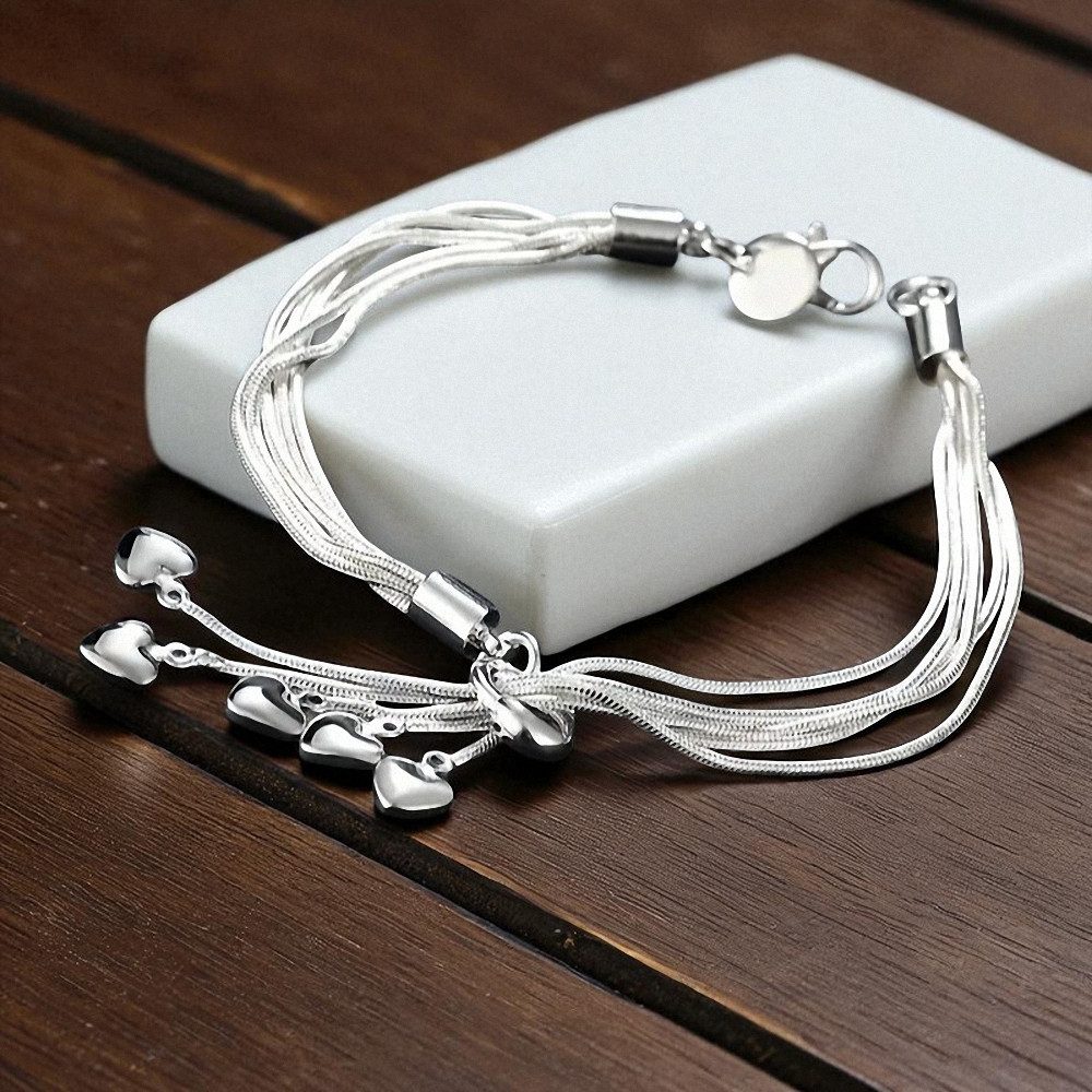 Taffstyle Silberarmband Damen Armband 925 Sterling Silber filigran mit 5 He günstig online kaufen