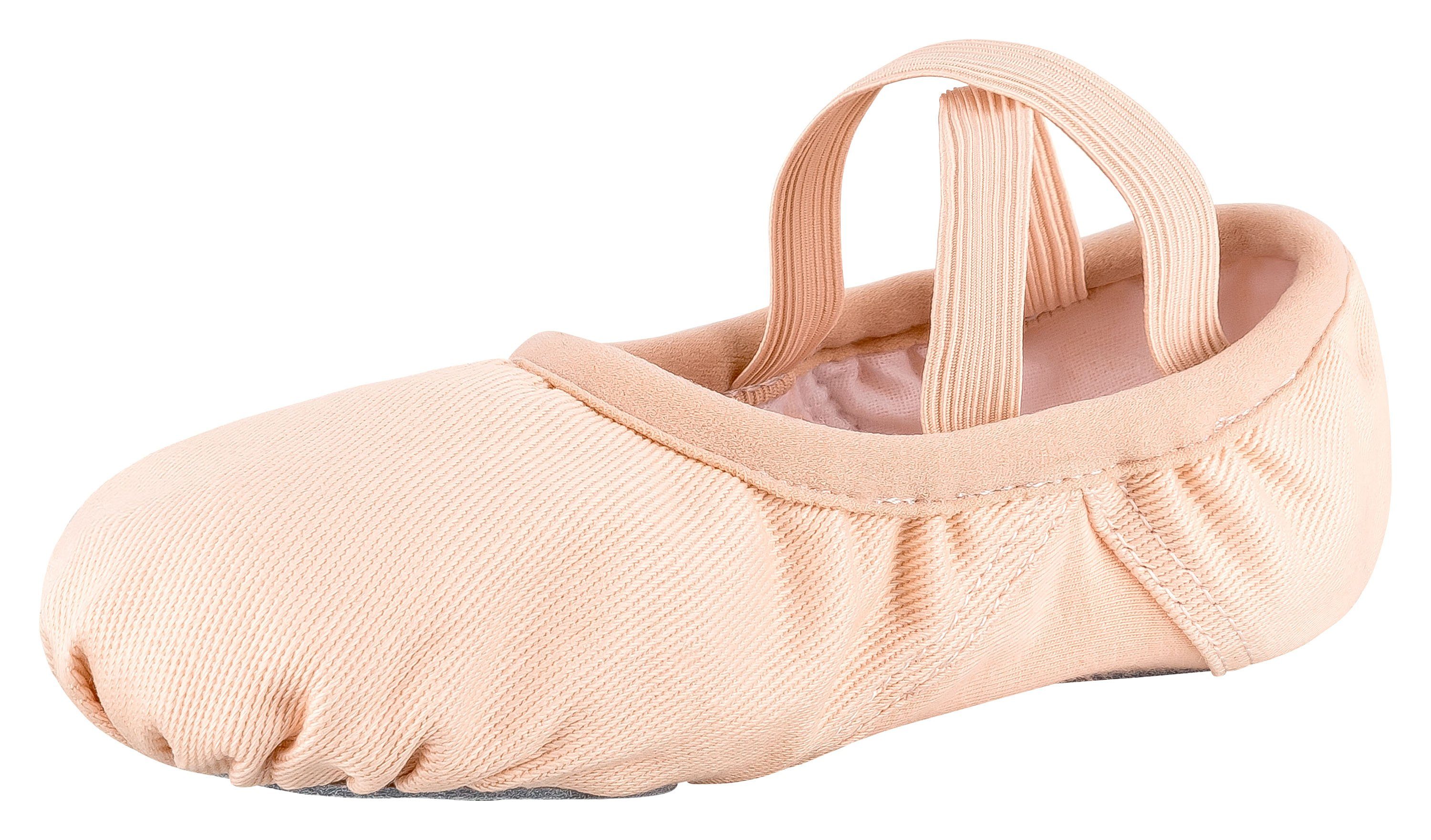 tanzmuster Ballettschuhe Mika mit Baumwoll-Stretcheinsatz Tanzschuh Ballettschläppchen für Kinder und Erwachsene