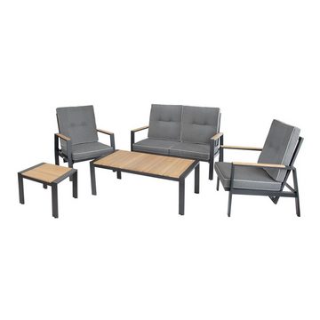 Green Spirit Gartenlounge-Set Aluminium Gartenmöbel Set Tomar, (Set, 5-tlg), Sessel mit stufenlos verstellbaren Rückenlehnen