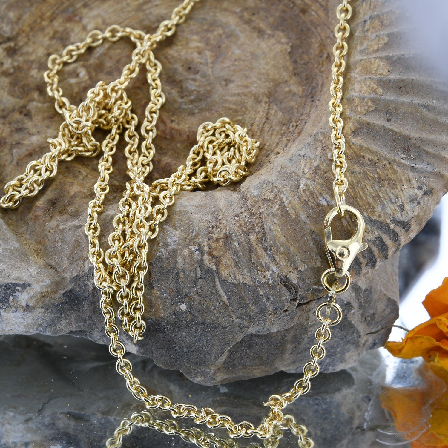 HOPLO Goldkette Goldkette Ankerkette Länge 40cm - Breite 2,0mm - 585-14 Karat Gold, Made in Germany