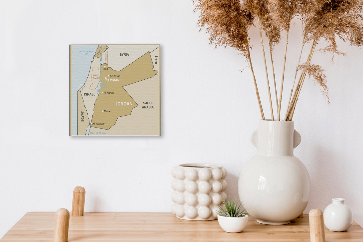Leinwandbild Bilder Jordanien, Illustration Eine Schlafzimmer (1 einer Karte Leinwand St), Wohnzimmer von braunen für OneMillionCanvasses®