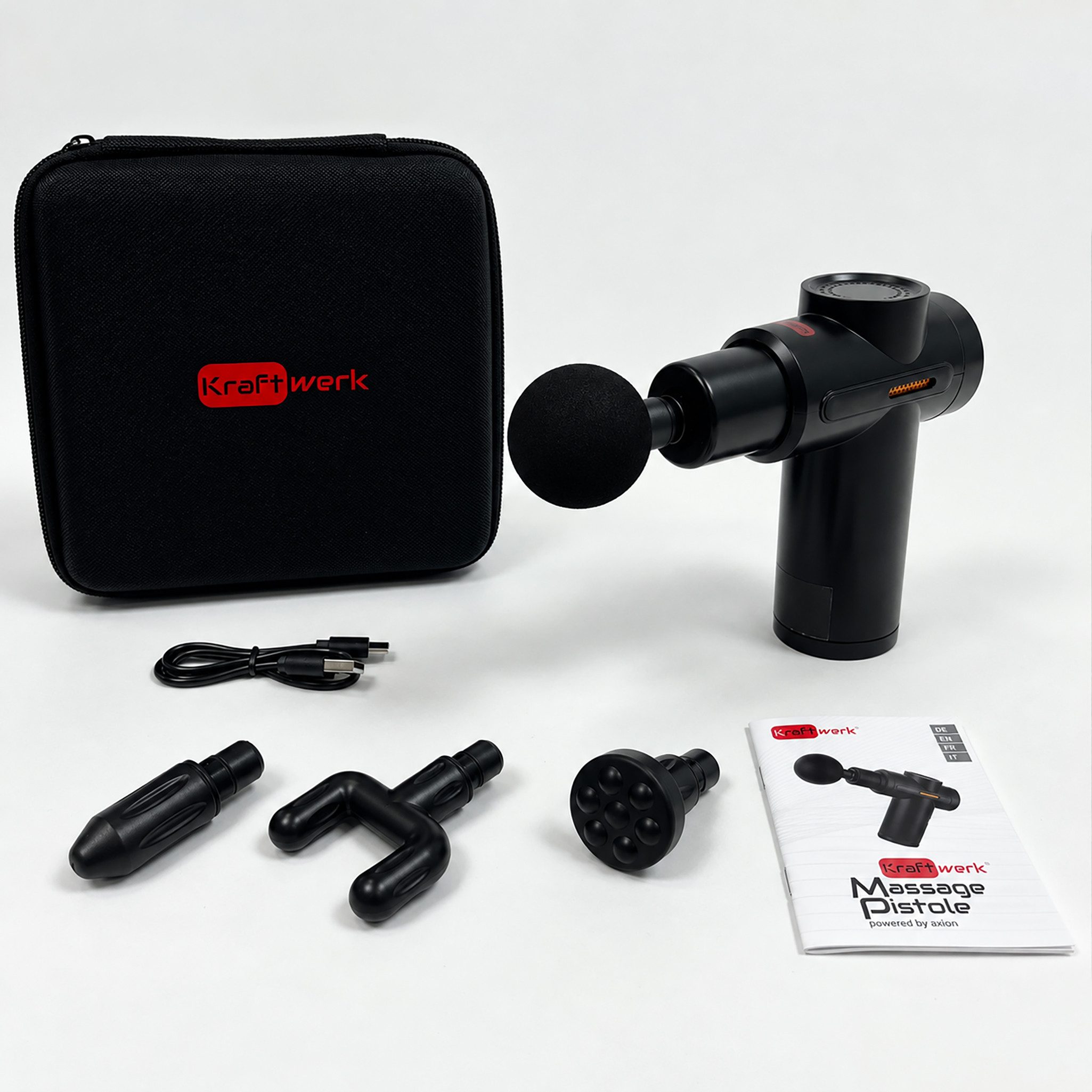 Axion Massagepistole axion® Massage Pistole, Massage Gun zur Muskellockerung, Spar-Set, 4 Massageaufsätze, Massagegerät