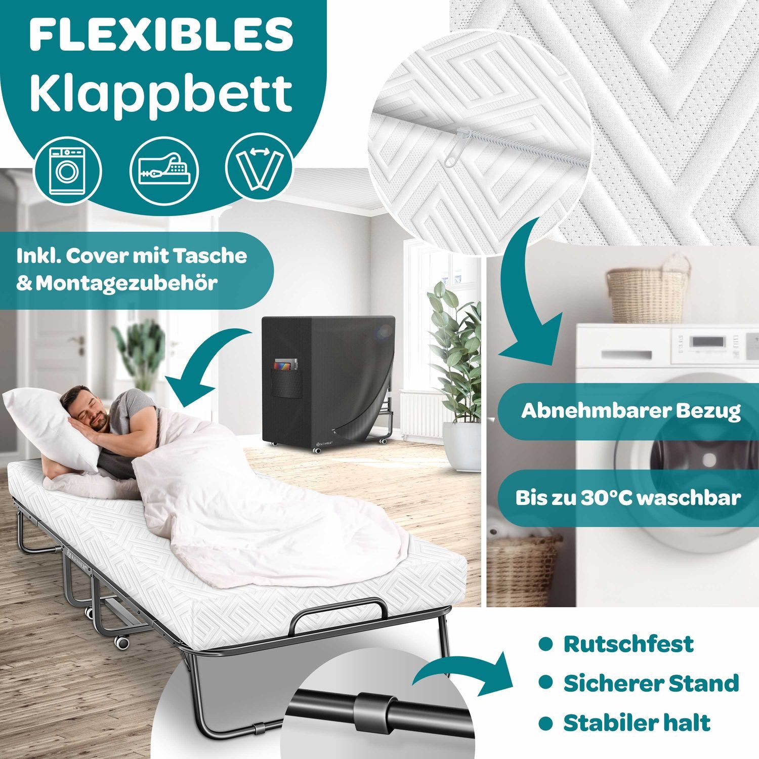 KESSER Gästebett 200x90cm Klappbett faltbares Reisebett günstig online kaufen