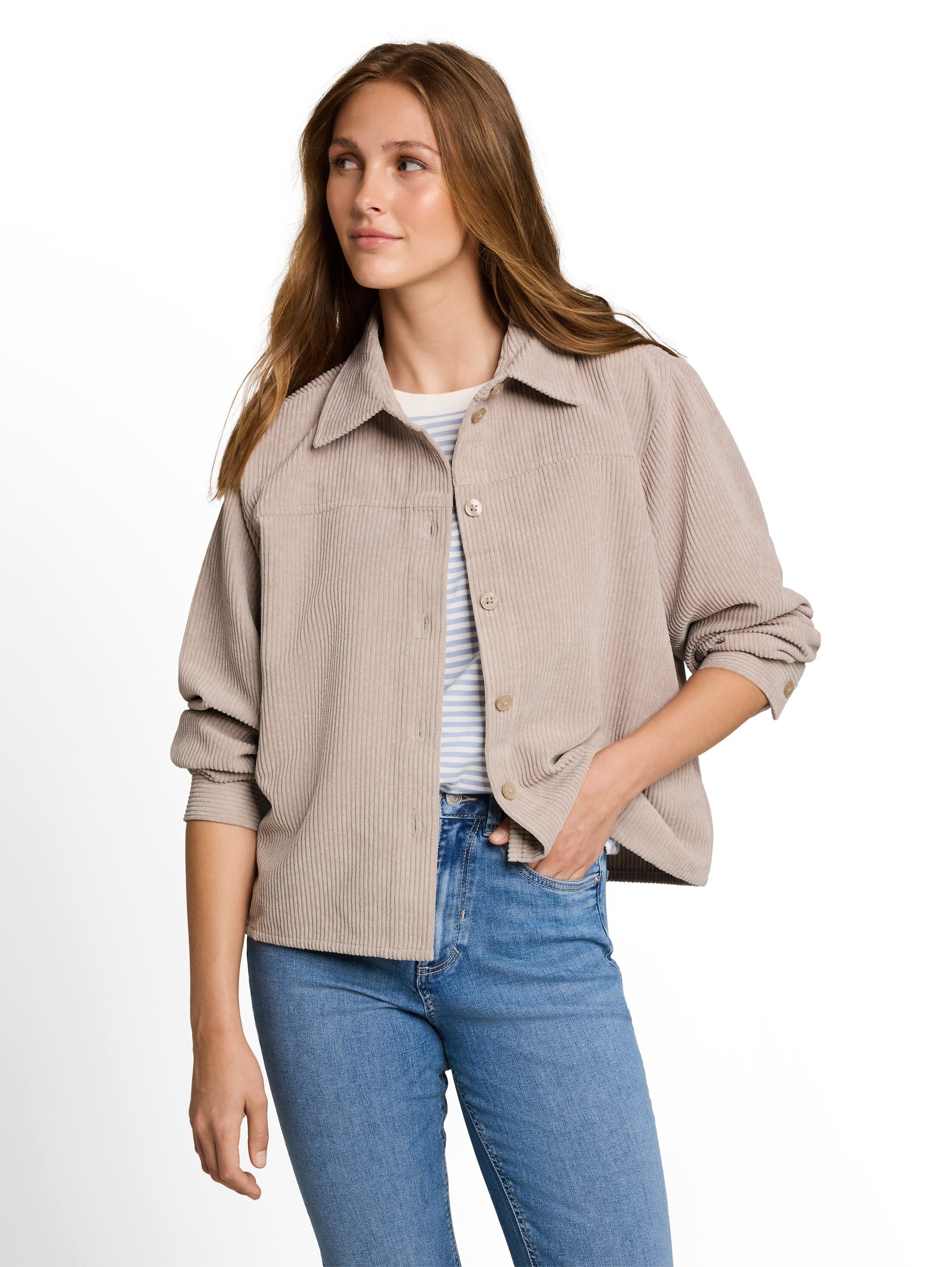 TOM TAILOR Denim Langarmbluse Cord-Overshirt mit Knopfleiste
