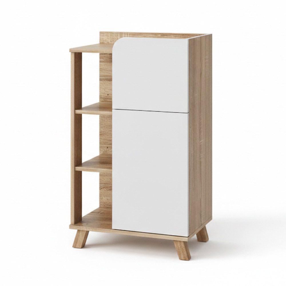Vicco Midischrank Karen, Sonoma/Weiß, 50 x 90 cm mit Tür und Schublade (1-St)
