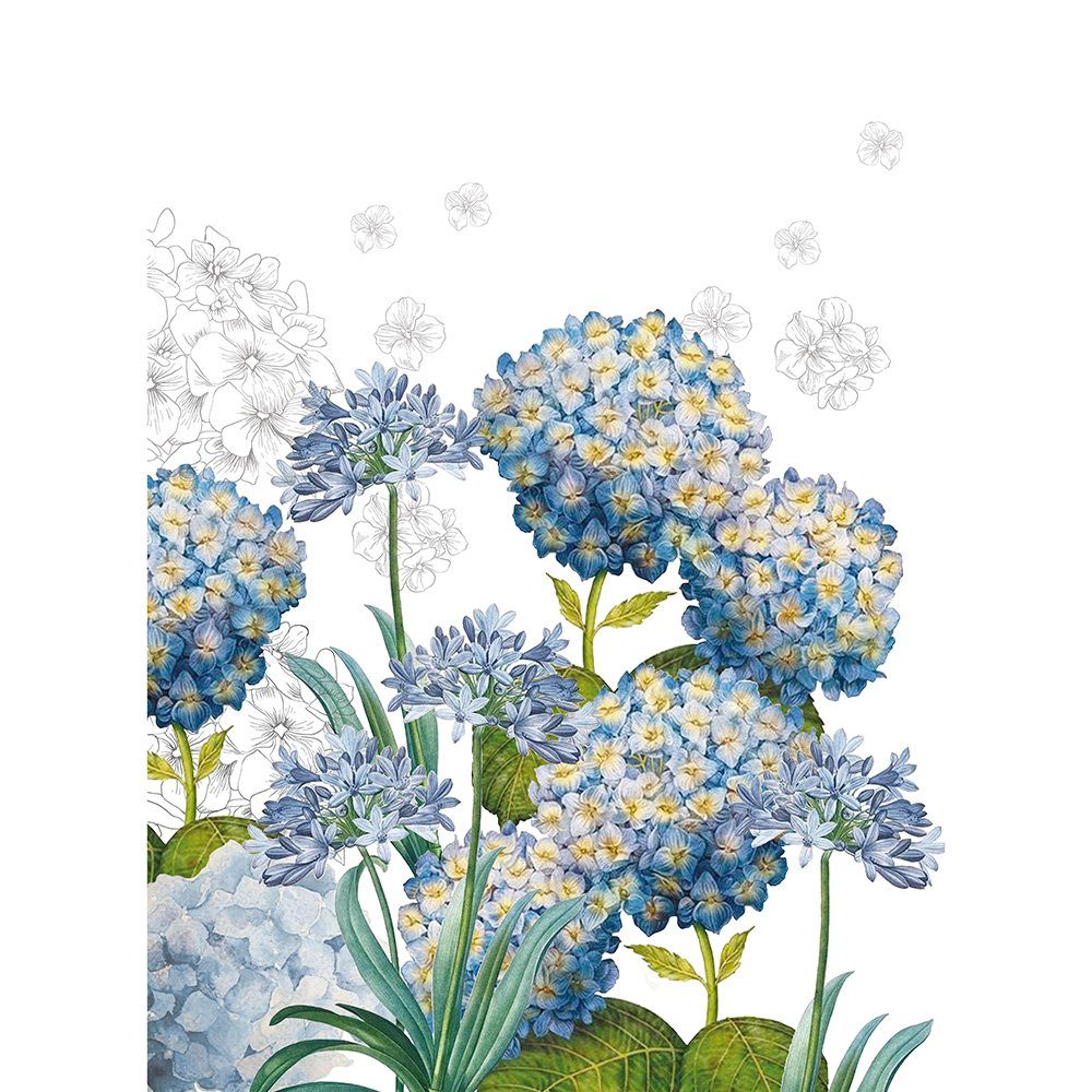 Geschirrtuch Bleu (1-tlg., Geschirrtuch D'Hortensias cm, 50x70 Geschirrtuch), 1 Garnier Thiebaut x bedruckt Jardin