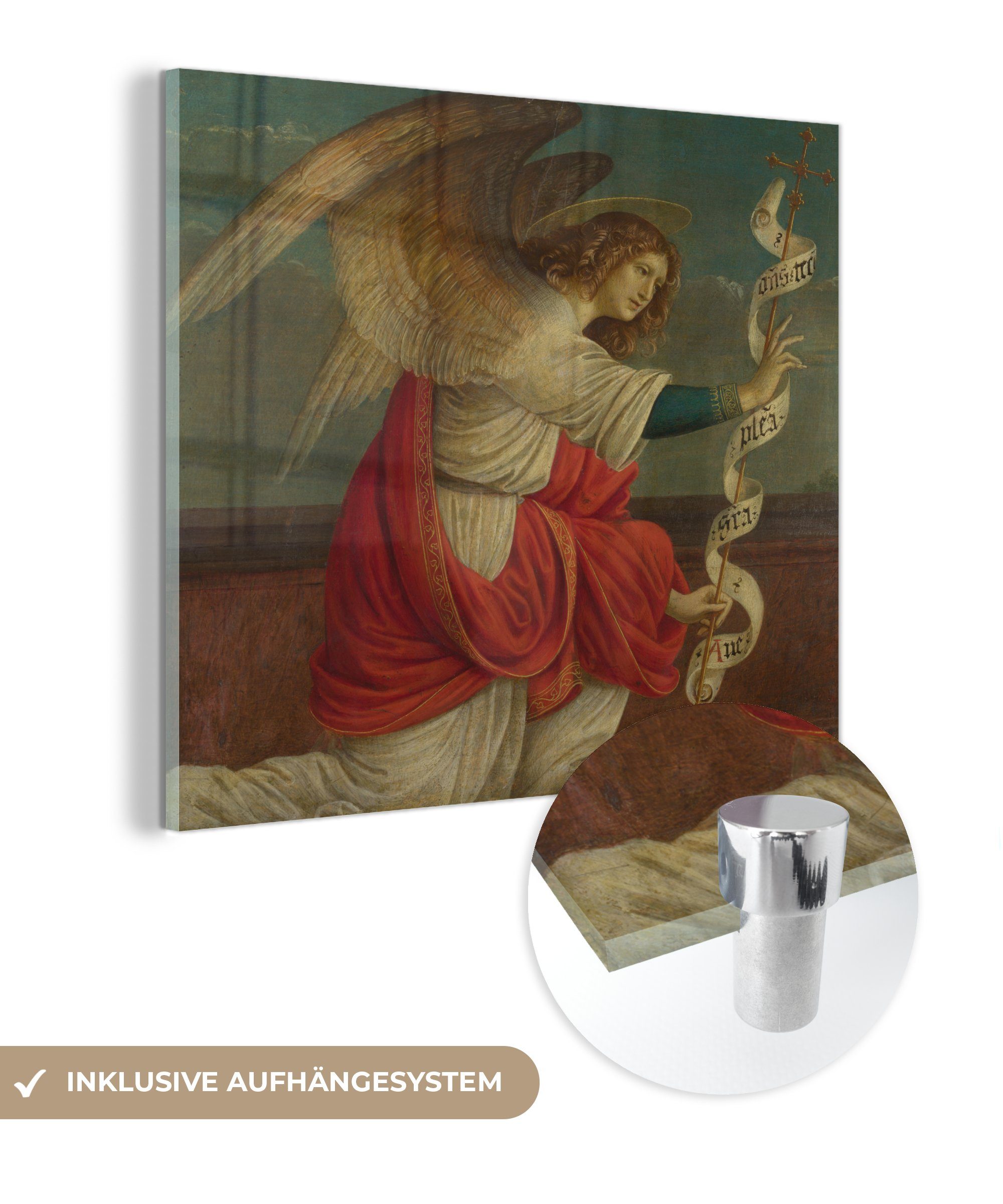 MuchoWow Acrylglasbild Verkündigung, der Engel Gabriel - Gemälde von Gaudenzio Ferrari, (1 St), Glasbilder - Bilder auf Glas Wandbild - Foto auf Glas - Wanddekoration