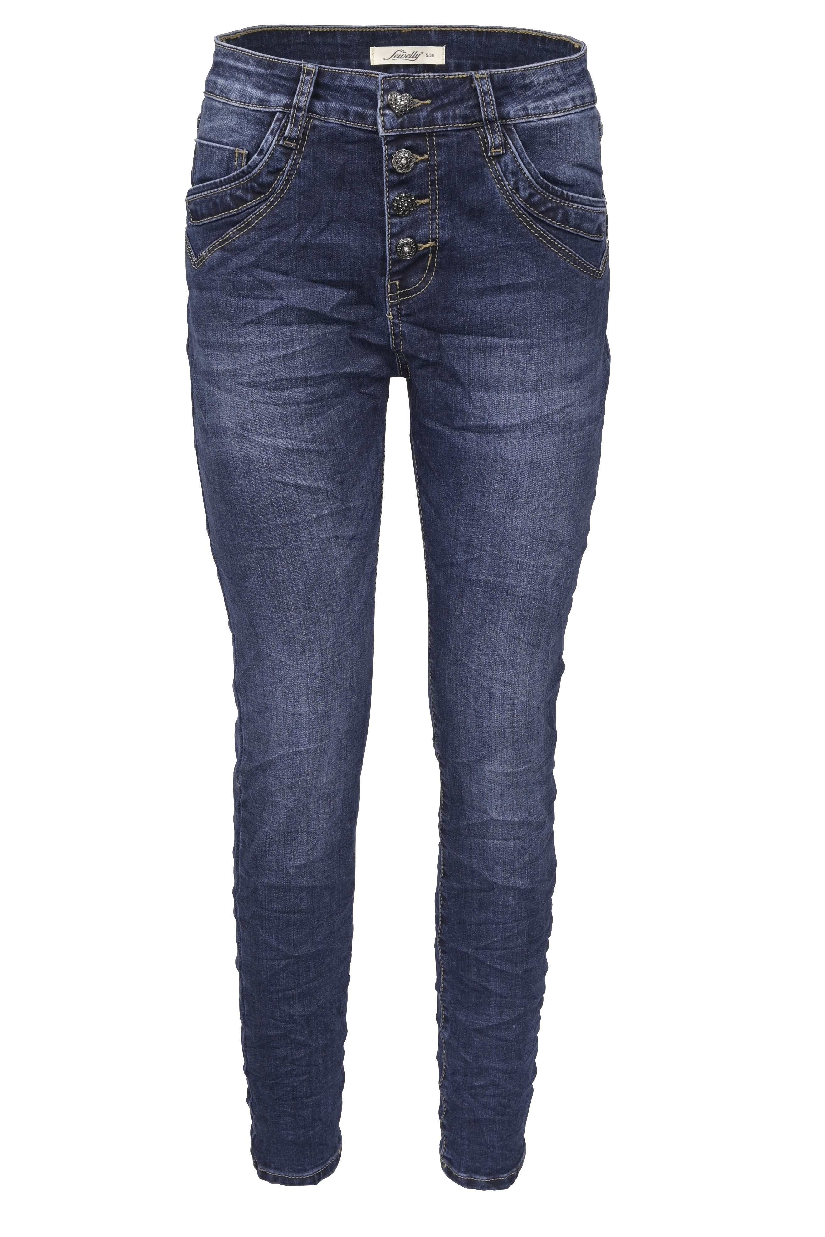 Jewelly Regular-fit-Jeans Jeans, Stretch Jeans Five-Pocket im Crash-Look