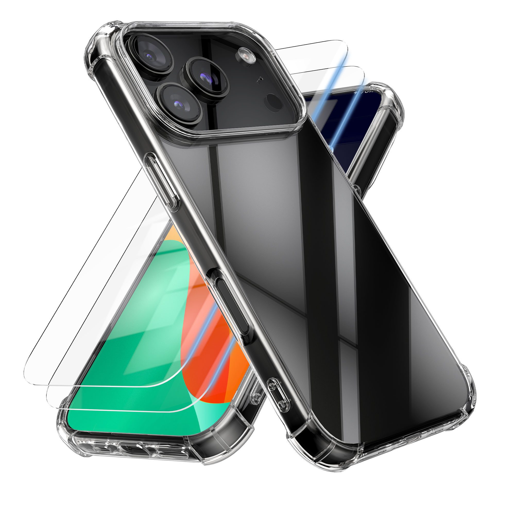 kalibri Smartphone-Hülle Hülle für Apple iPhone 17 Pro Case, Handyhülle mit 2x Glas Schutz Folie - Cover Handyhülle