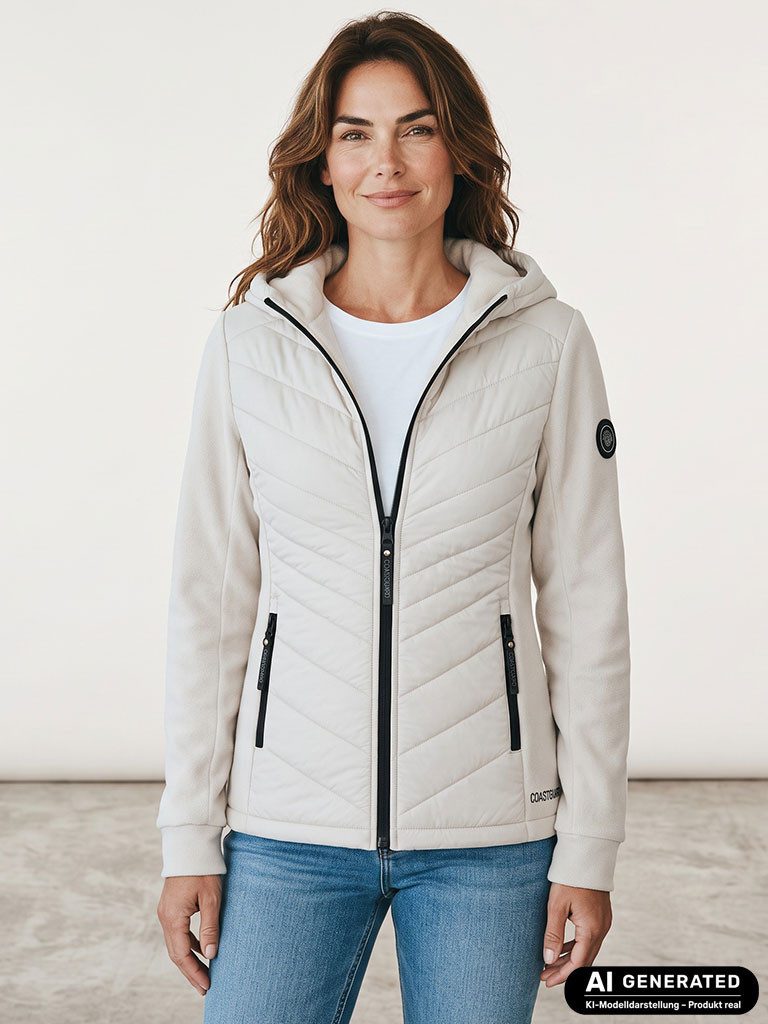 Coastguard Steppjacke Damen Hybridjacke Übergangsjacke - Leichte Jacke mit Fleece und Stepp Velvet-Fleece mit Stepp, Angeschnittene Kapuze, Reißverschluss-Taschen