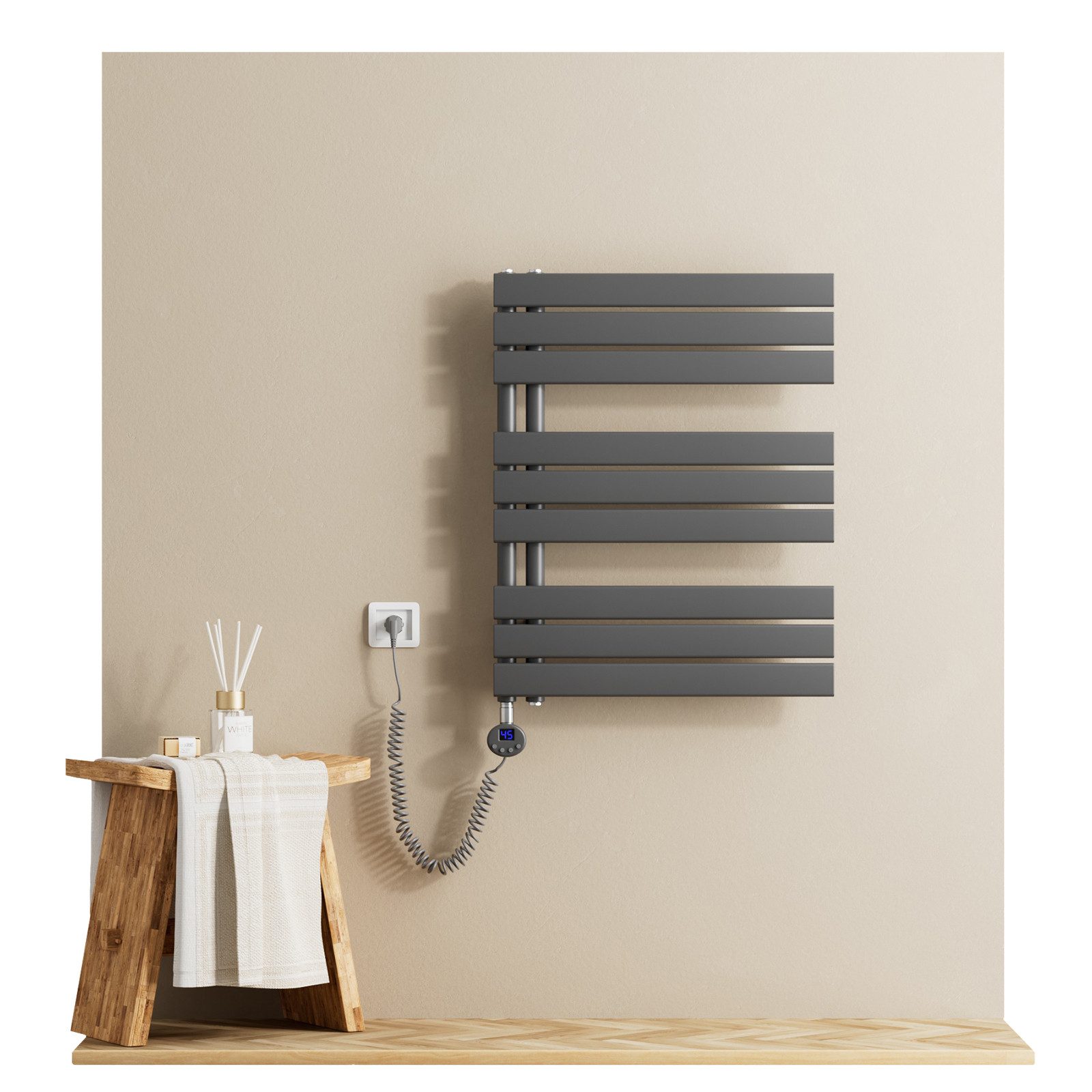 EMKE Paneelheizkörper Elektrischer Badheizkörper Handtuchwärmer mit Thermos günstig online kaufen