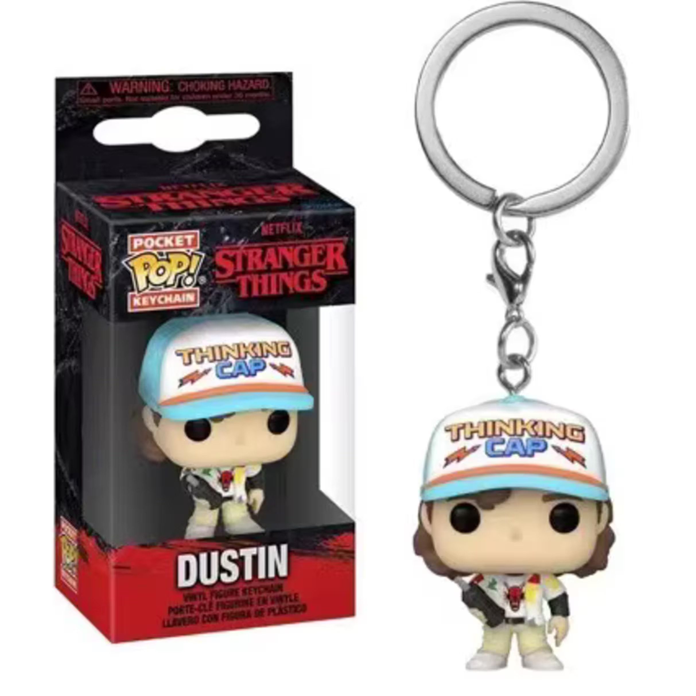 Stelby Schlüsselanhänger Merchandise Figur, Sammelfigur Schlüsselanhänger Dustin, Stranger Things Figur mit Geschenkbox