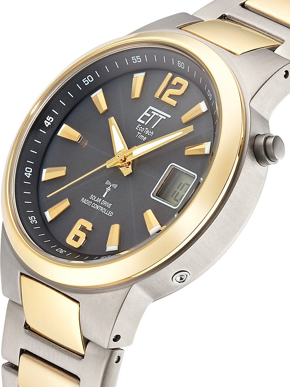 ETT Eco Tech Time Quarzuhr ETT EGT-11468-21M Solar Drive Funkuhr Everest II Titan Herrenuhr 41mm ETT EGT-11468-21M Solar Drive Funkuhr Everest II Titan Herrenuhr 41mm 5ATM