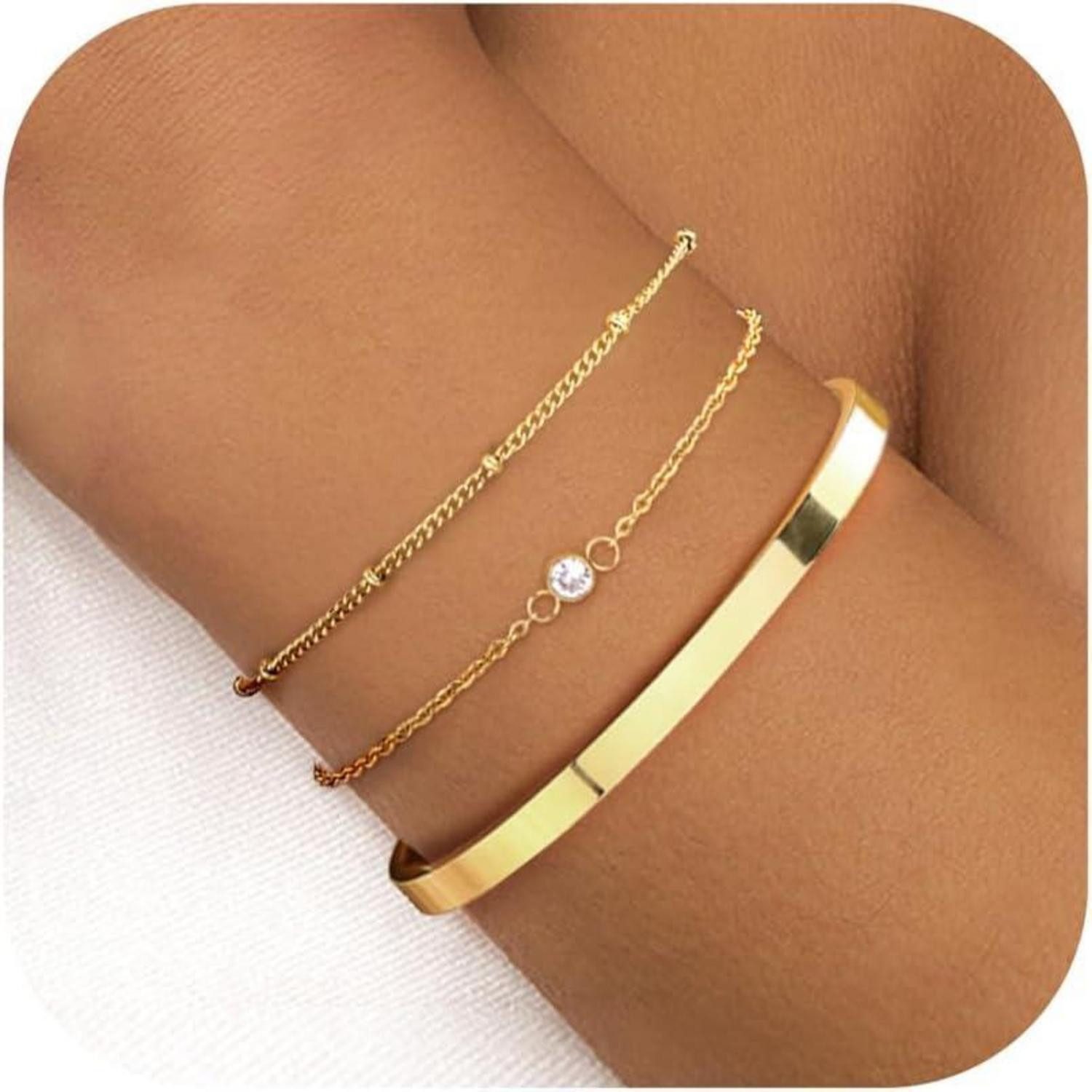 LuxusKollektion Ketten und Armband Set Damen Armband Set Gold 14 Karat Verg günstig online kaufen