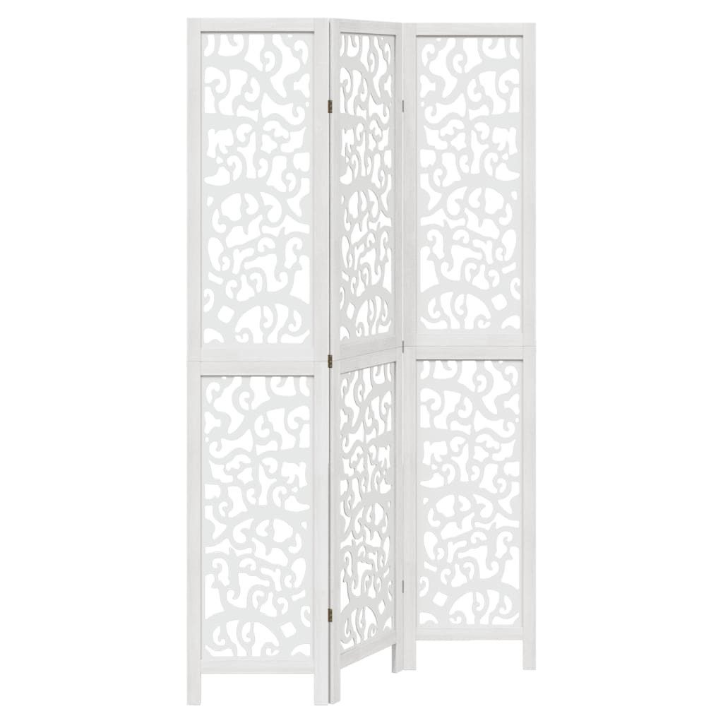 Paravent 40 x 200 cm 3-tlg Raumteiler Paravent Trennwand Spanische Wand Weiß Ma