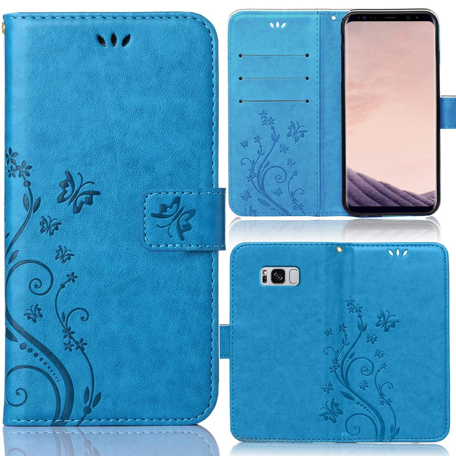 Numerva Handyhülle Bookstyle Flower für Samsung Galaxy S8, Handy Tasche Schutzhülle Klapphülle Flip Cover mit Blumenmuster