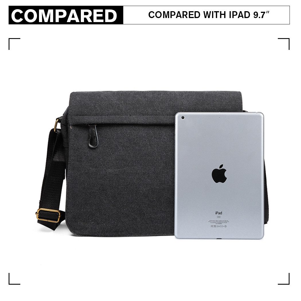 KONO Umhängetasche Canvas Messenger Bag Wasserdichte 13-Zoll Laptoptasche - Damen Herren