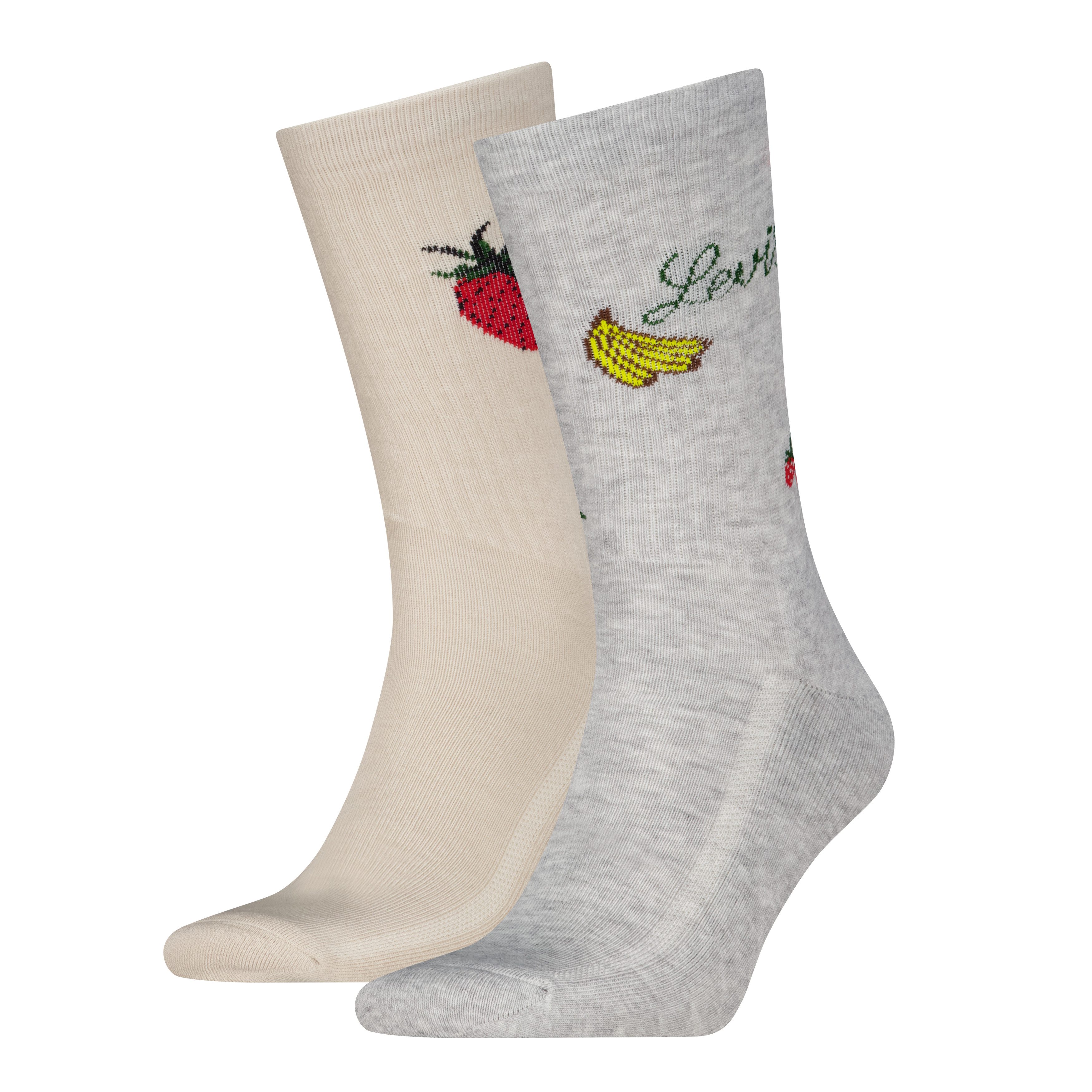 Levi's® Socken LEVIS REG CUT FRUIT AOP (2 Paar) Cotton-Mix, Fruit-Design, elastisch, weiche, bequeme Sohle