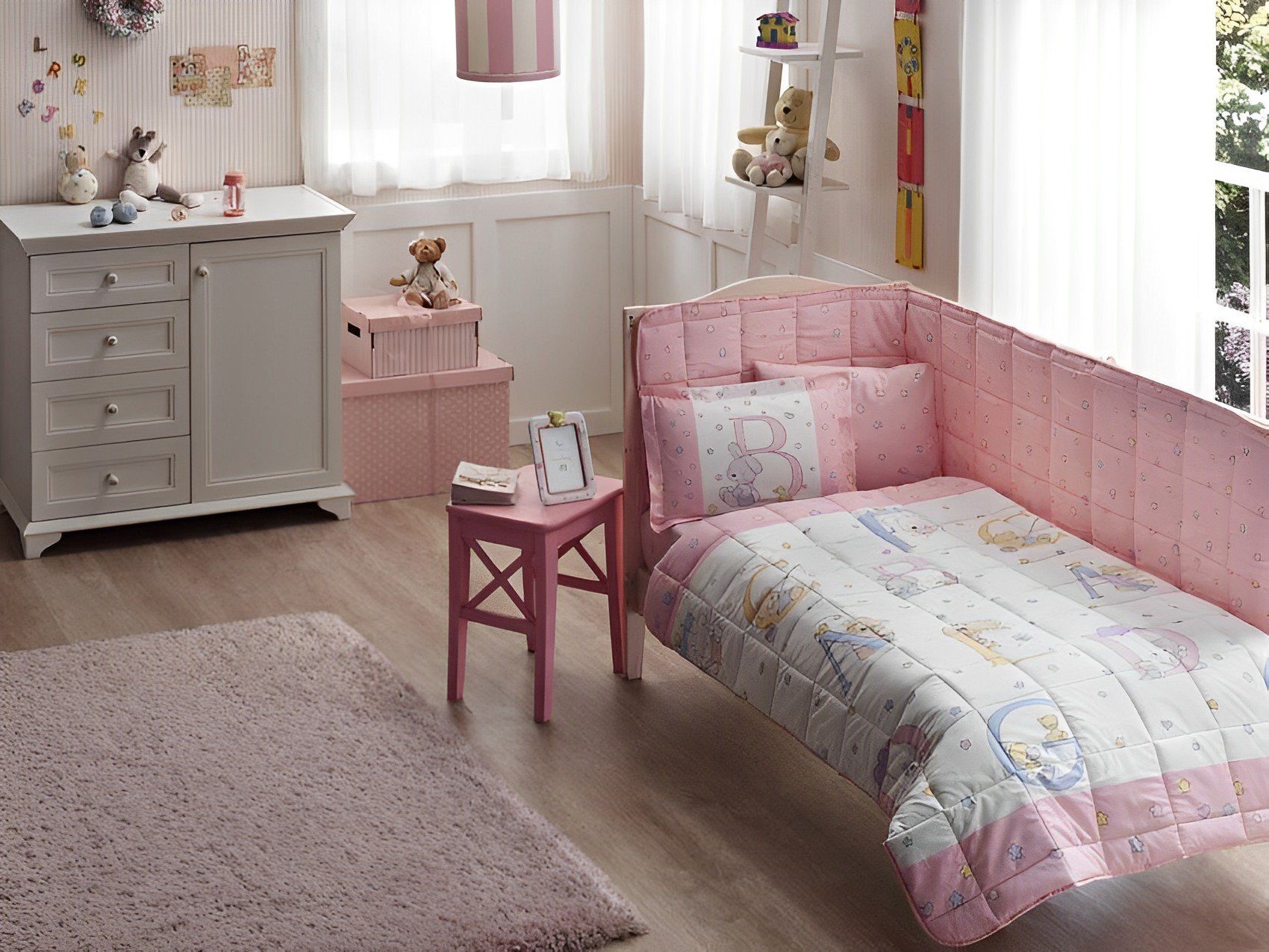 Kinderbettwäsche Baby Schlaf-Set Sweet Animals Rosa